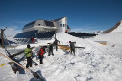 Getting rid of accumulated snow in front of the garages