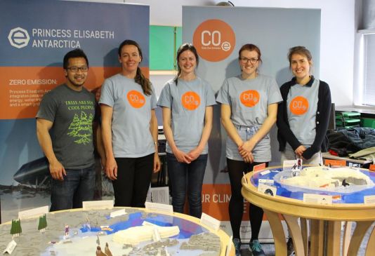 UK Polar Network Scientists TJ Young, Catherine Docherty, Jenny Turton and Maddy Brasier with Liz Pasteur (second from left) from IPF