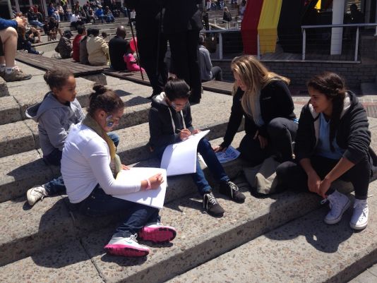 Making Antarctica Day flags in Cape Town