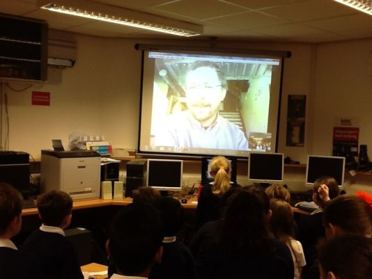 Calow Primary School talk to Johnny Gaelens at PEA