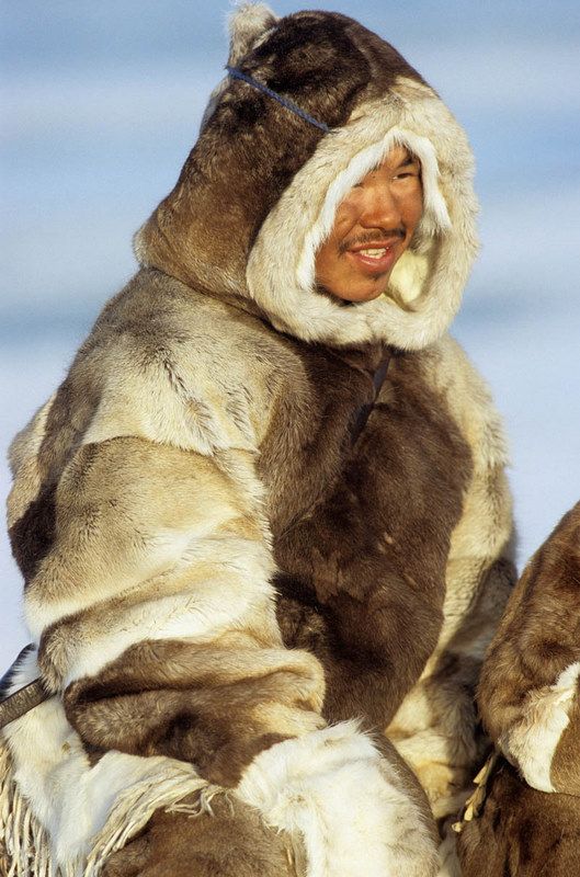 Young Inuit in traditional clothes