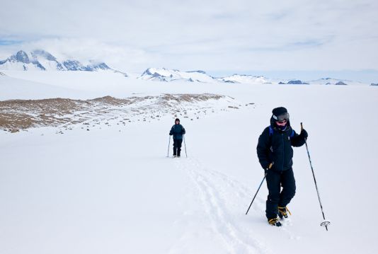 Getting around when out in the field: Annick Wilmotte and Karolien Peter