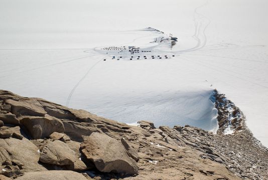View of Princess Elisabeth Station from atop Utsteinen Nunatak