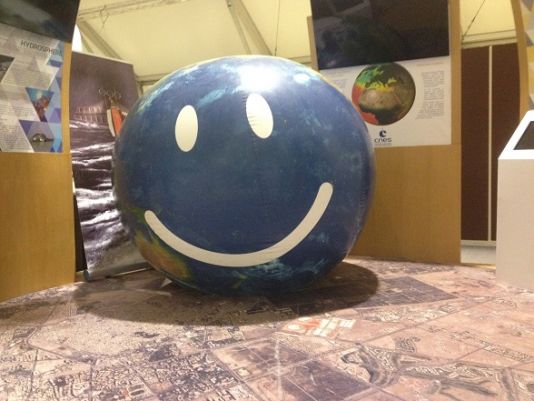 Smiley-faced miniature Earth which was used in the opening ceremony of COP22