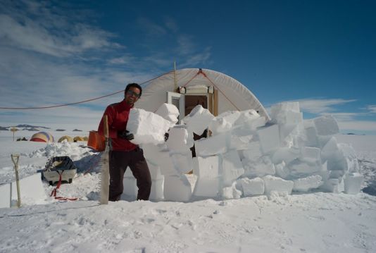 The forever smiling chef, François, in front of his unlimited stock of water.