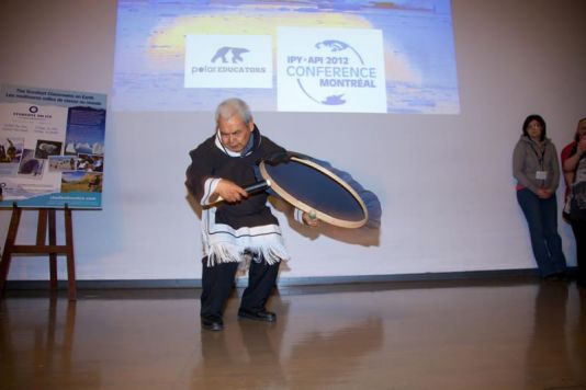 Inuit drum performance.