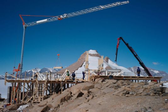 First wooden beams up