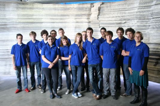 The students from the Sint-Jozefinstituut van Essen with their teacher, Karen Adriaenssens.