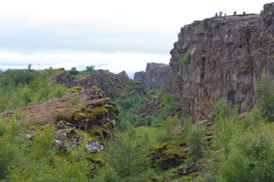 The great fault line at Thingvellir - where the geological plates of North-America and Europe are slowly tearing apart.